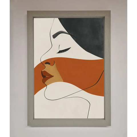 Line Drawing Flow Framed Wall Art - A3 (29.7 x 42 cm) / Grey - Framed Print