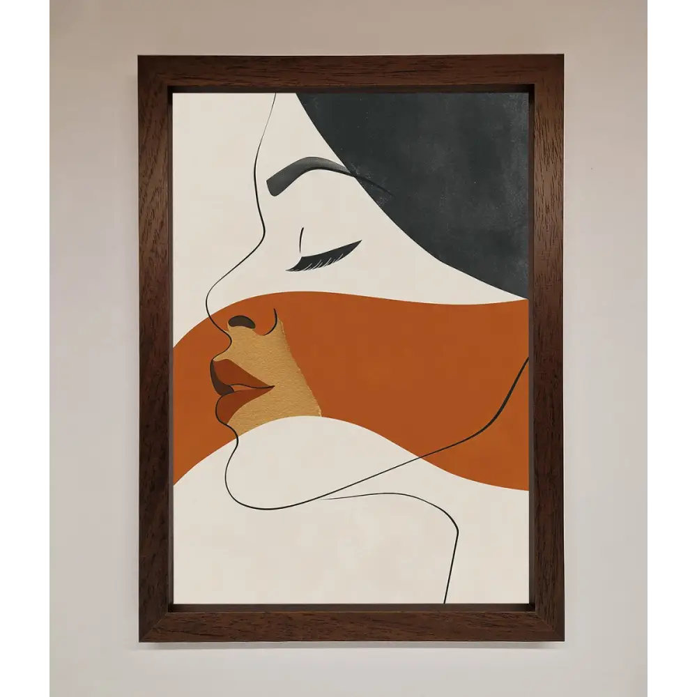 Line Drawing Flow Framed Wall Art - A3 (29.7 x 42 cm) / Walnut - Framed Print