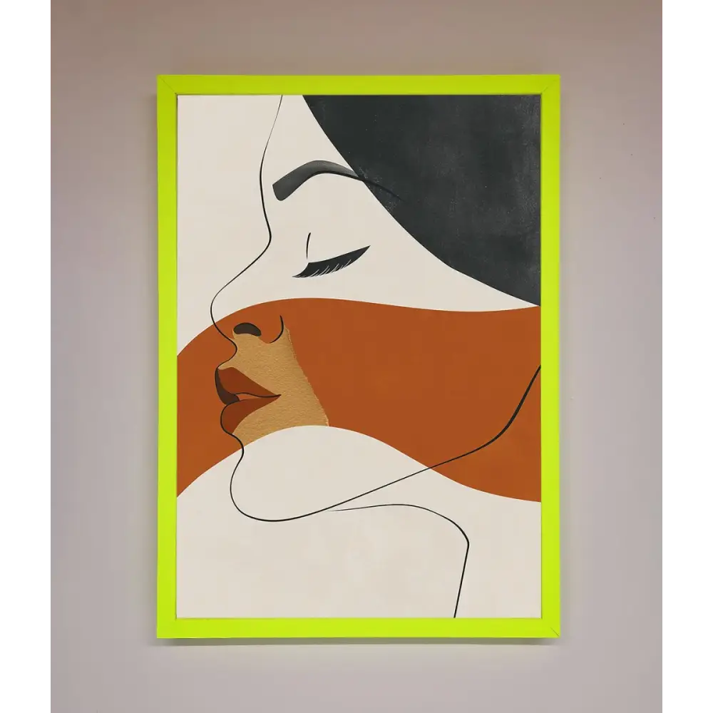 Line Drawing Flow Framed Wall Art - B0 (100 x 141 cm) / Neon Green - Framed Print