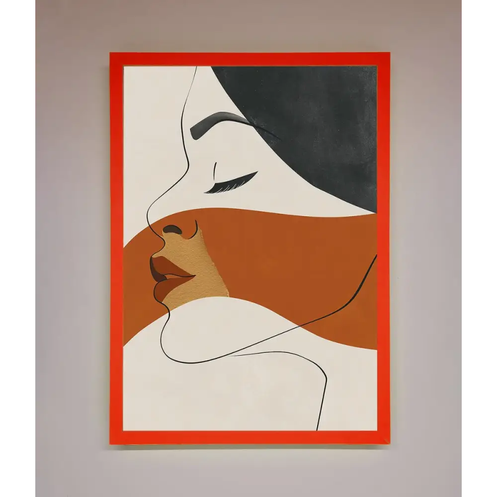 Line Drawing Flow Framed Wall Art - B0 (100 x 141 cm) / Neon Red - Framed Print