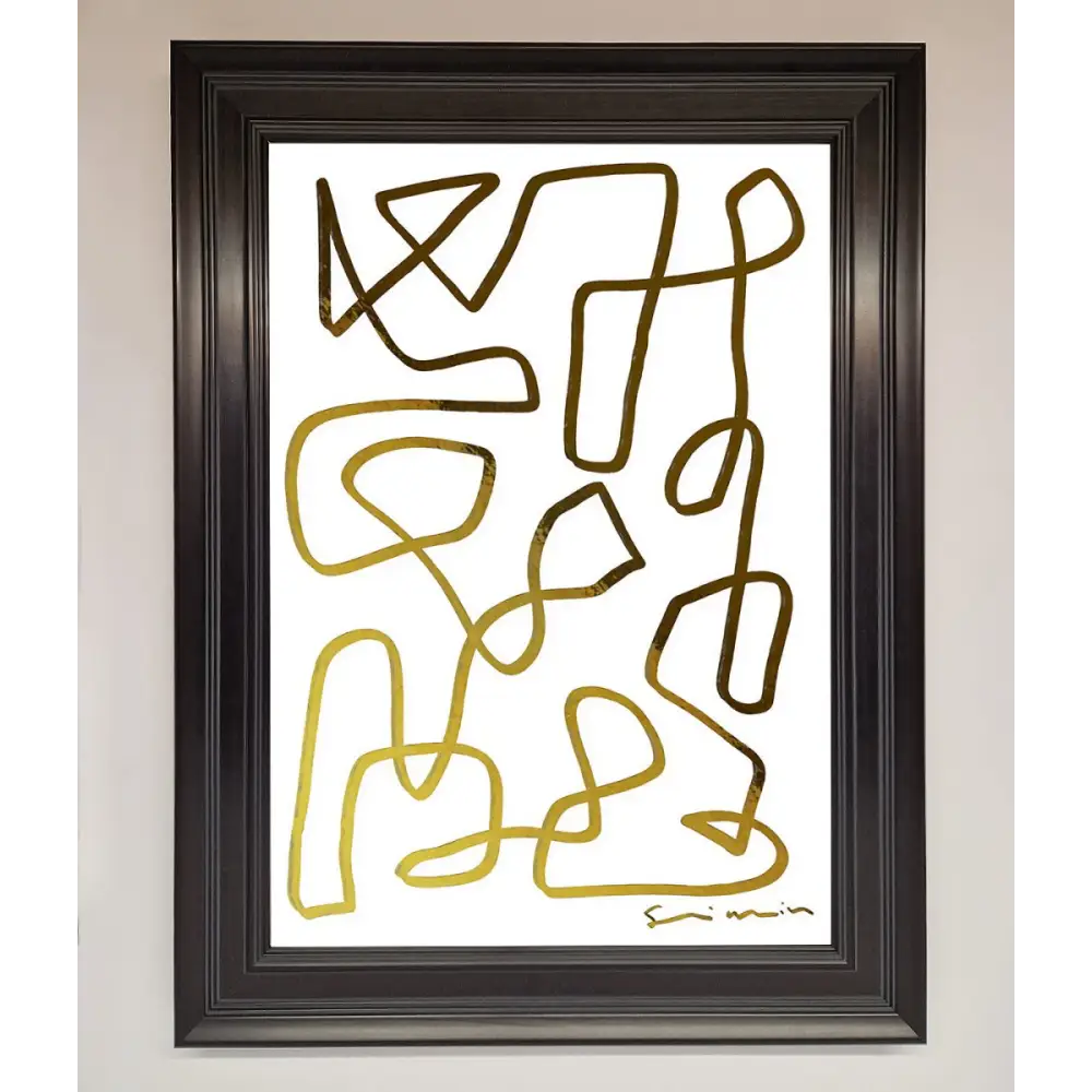 Line Squiggle Foil Print - A1 (59.4 x 84.1 cm) / Matt Black - Framed Print