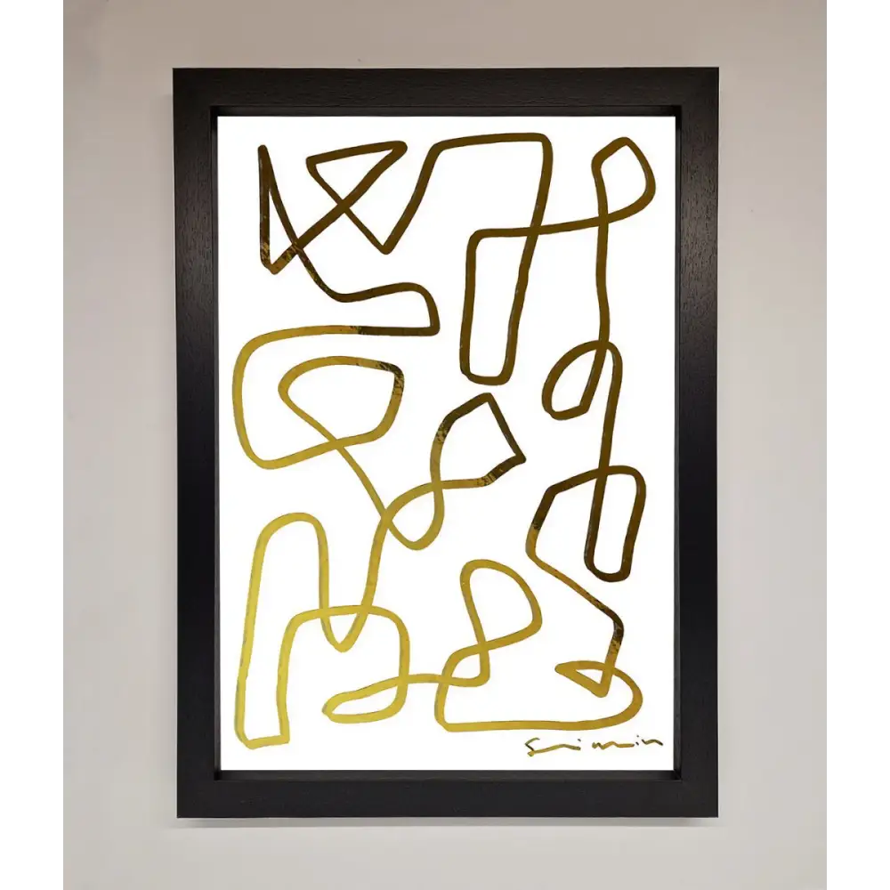Line Squiggle Foil Print - A3 (29.7 x 42 cm) / Black - Framed Print