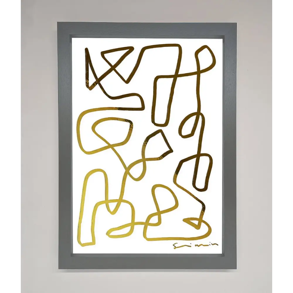 Line Squiggle Foil Print - A3 (29.7 x 42 cm) / Dark Grey - Framed Print