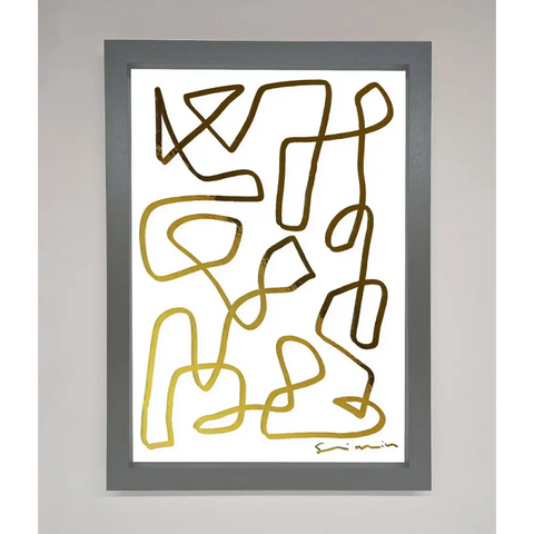 Line Squiggle Foil Print - A3 (29.7 x 42 cm) / Dark Grey - Framed Print