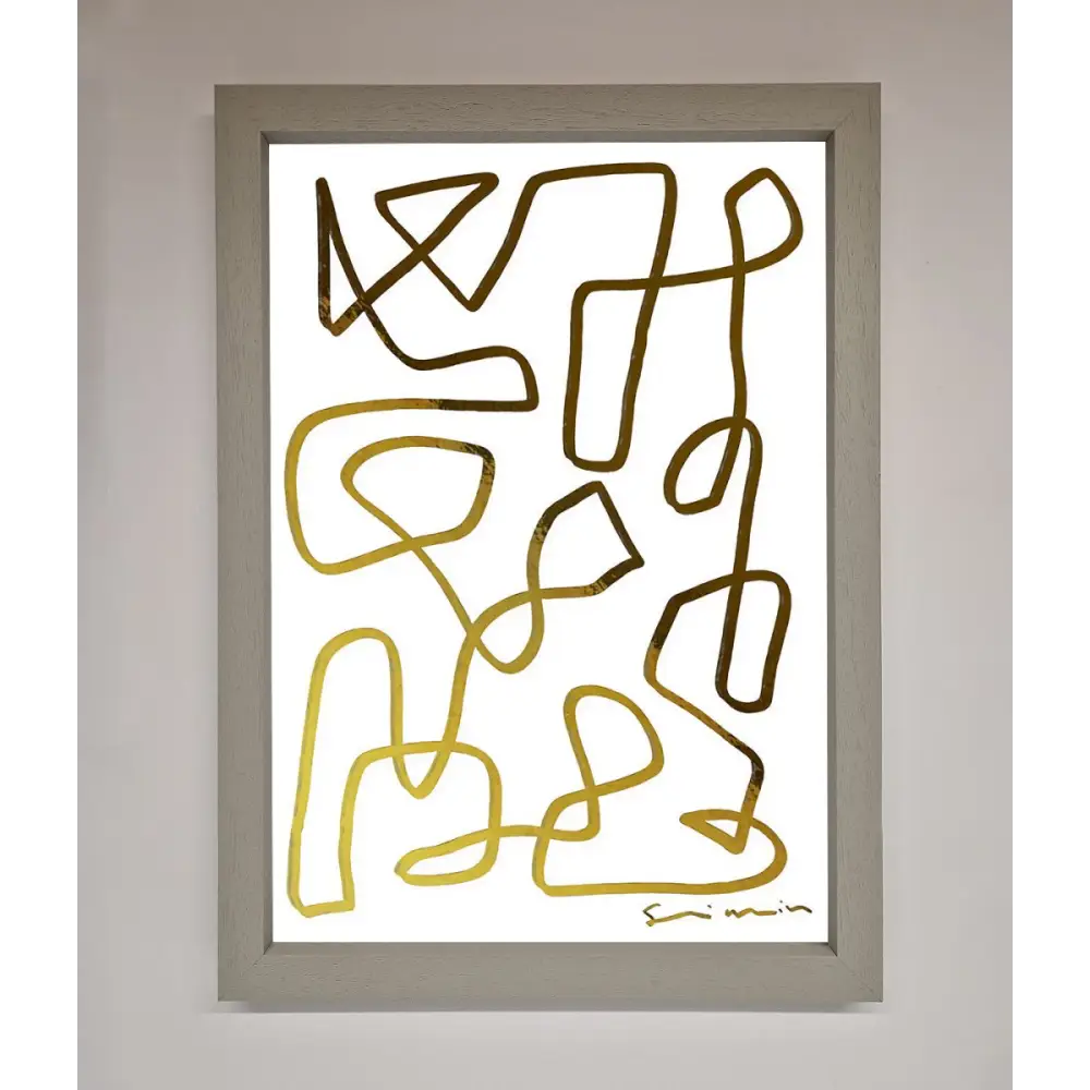 Line Squiggle Foil Print - A3 (29.7 x 42 cm) / Grey - Framed Print