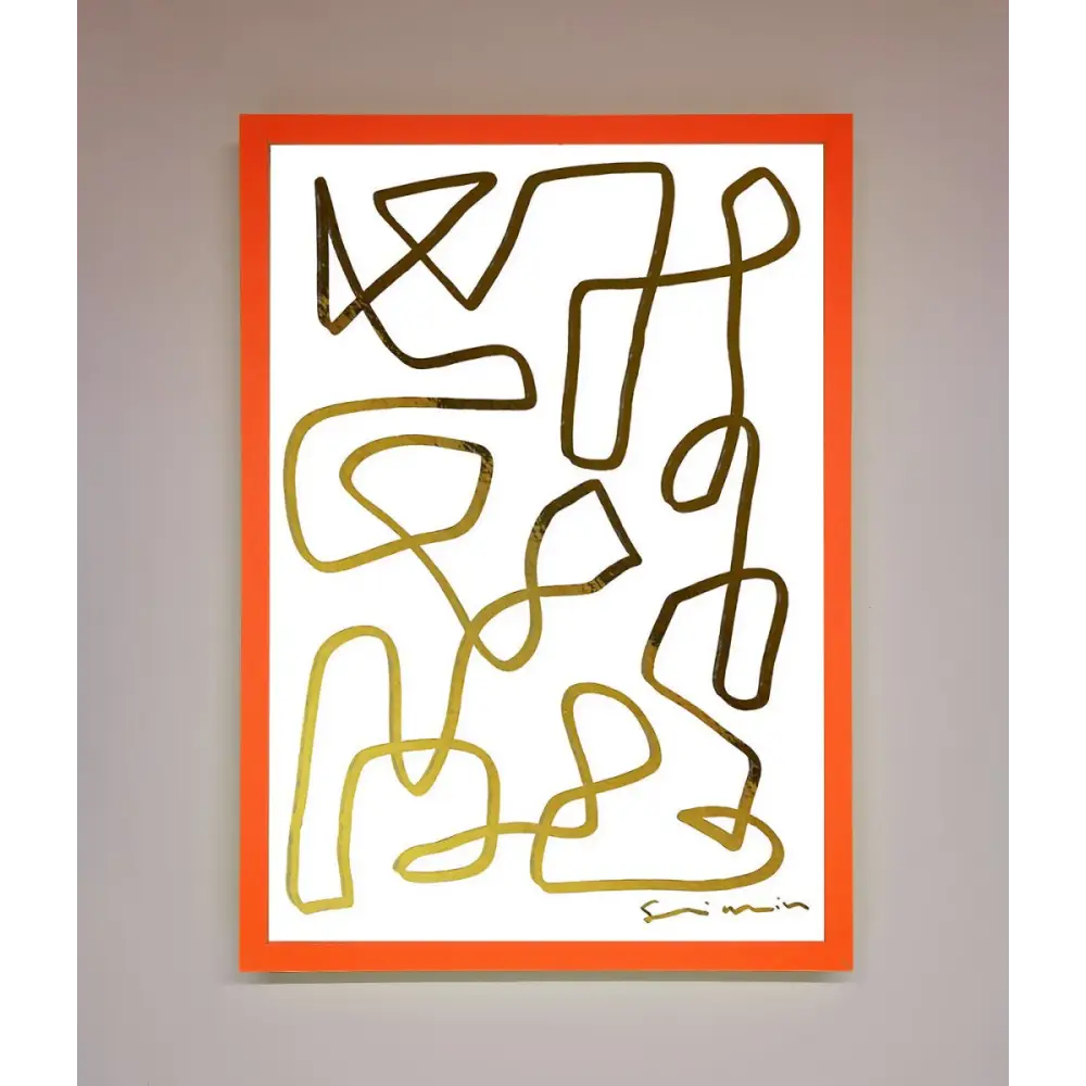 Line Squiggle Foil Print - A3 (29.7 x 42 cm) / Neon Orange - Framed Print