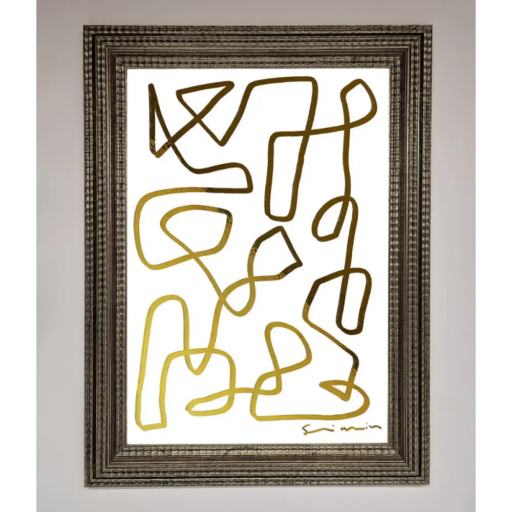 Line Squiggle Foil Print - A3 (29.7 x 42 cm) / Ornate Silver - Framed Print