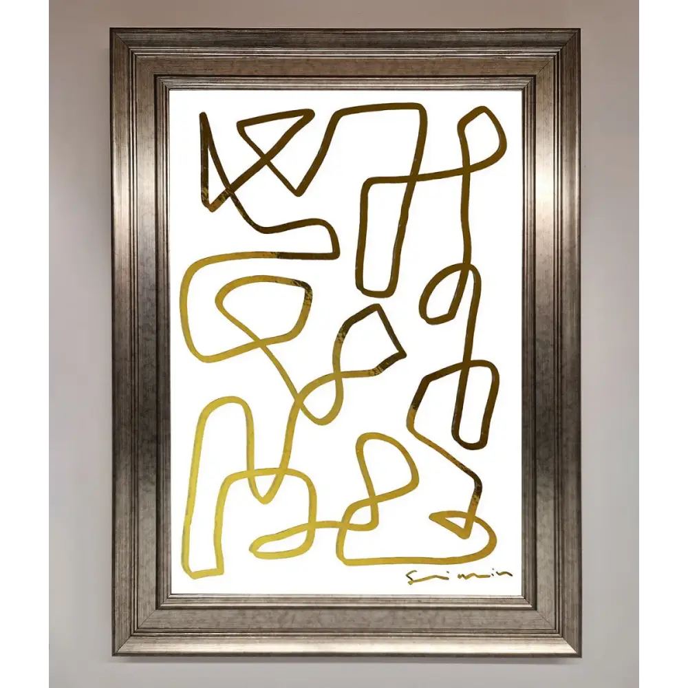Line Squiggle Foil Print - A3 (29.7 x 42 cm) / Silver - Framed Print
