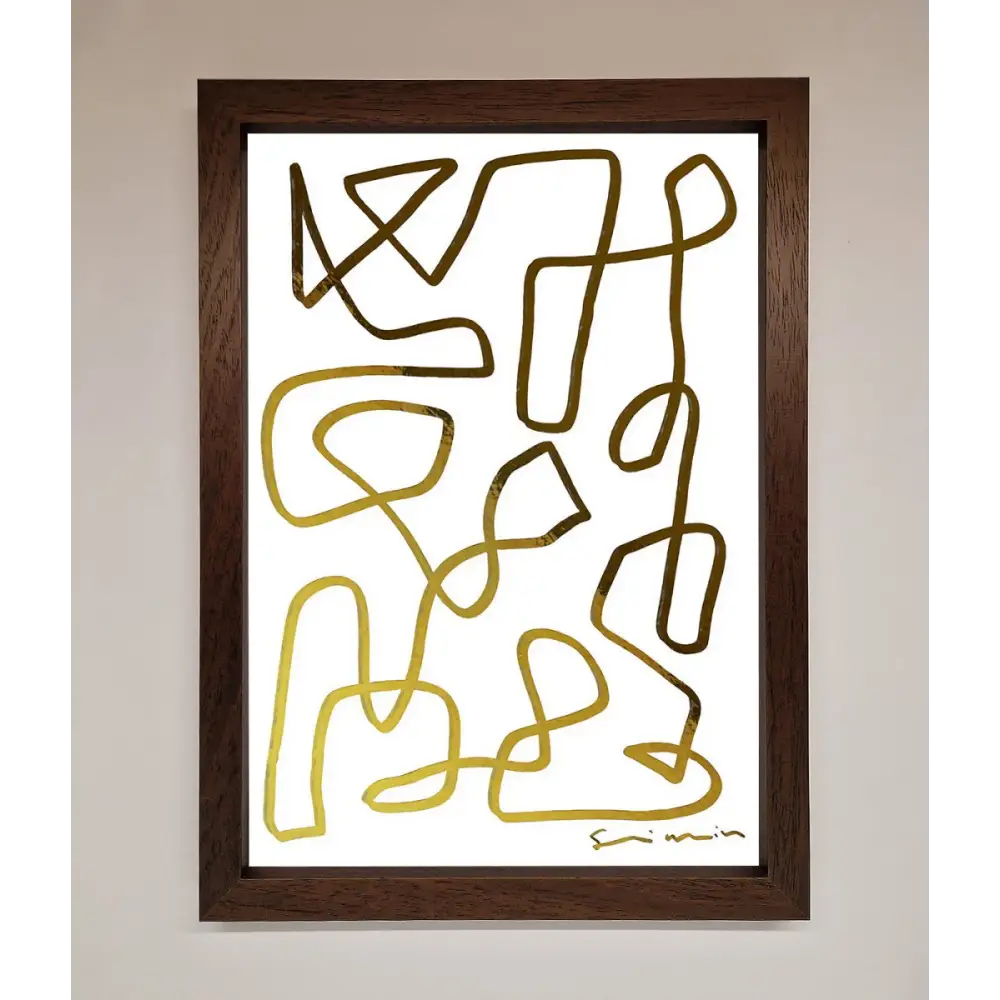 Line Squiggle Foil Print - A3 (29.7 x 42 cm) / Walnut - Framed Print