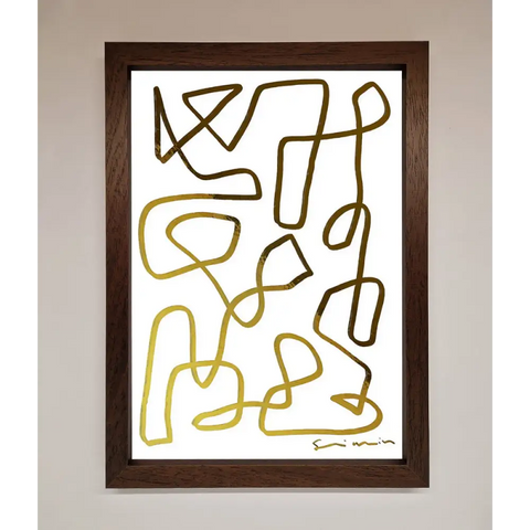 Line Squiggle Foil Print - A3 (29.7 x 42 cm) / Walnut - Framed Print