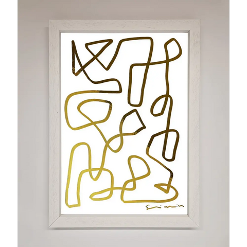 Line Squiggle Foil Print - A3 (29.7 x 42 cm) / White - Framed Print