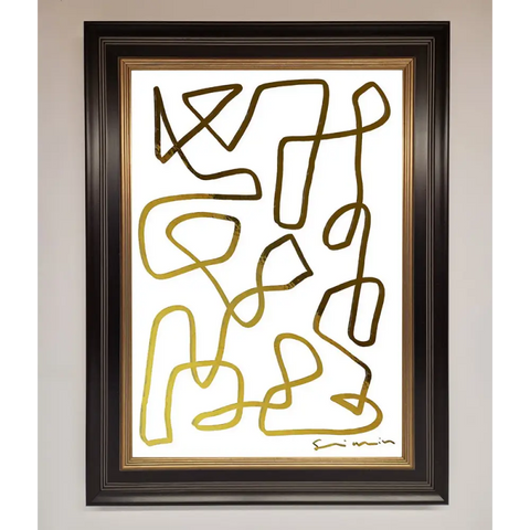 Line Squiggle Foil Print - B0 (100 x 141 cm) / Black Gold - Framed Print