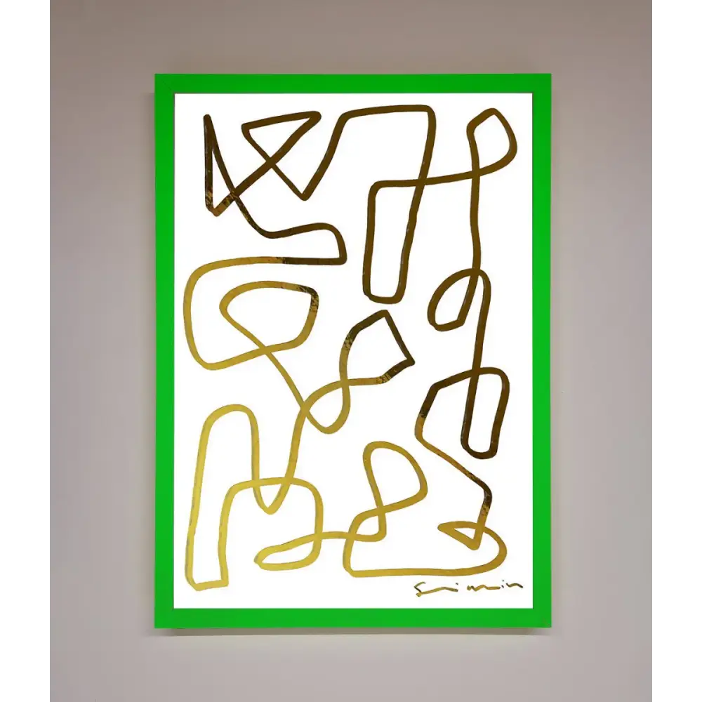 Line Squiggle Foil Print - B0 (100 x 141 cm) / Neon Dark Green - Framed Print