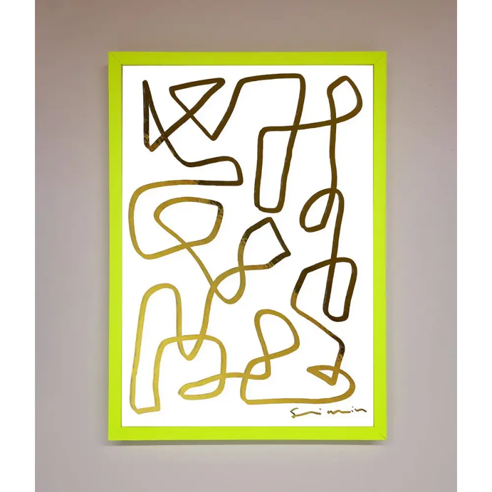Line Squiggle Foil Print - B0 (100 x 141 cm) / Neon Green - Framed Print