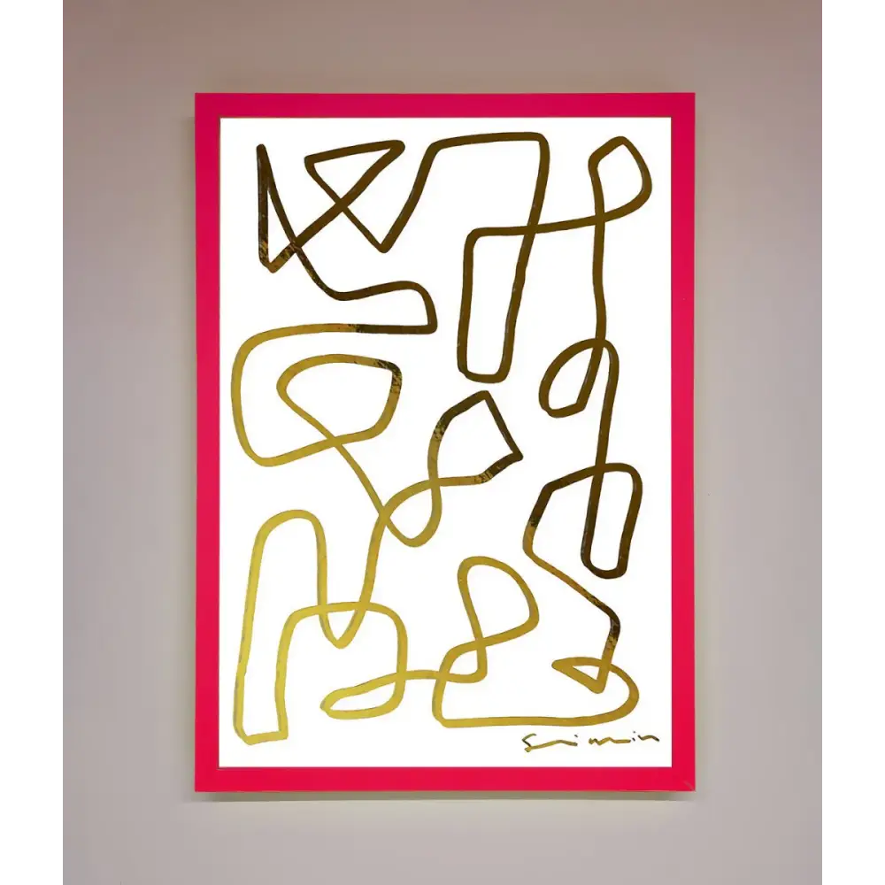 Line Squiggle Foil Print - B0 (100 x 141 cm) / Neon Pink - Framed Print
