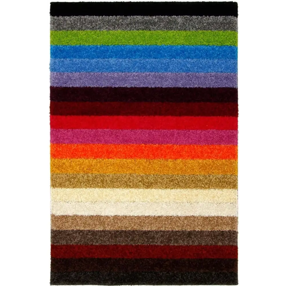 Linea Rainbow Striped Washable Rugs & Runners - Rugs