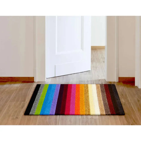Linea Rainbow Striped Washable Rugs & Runners - Rugs