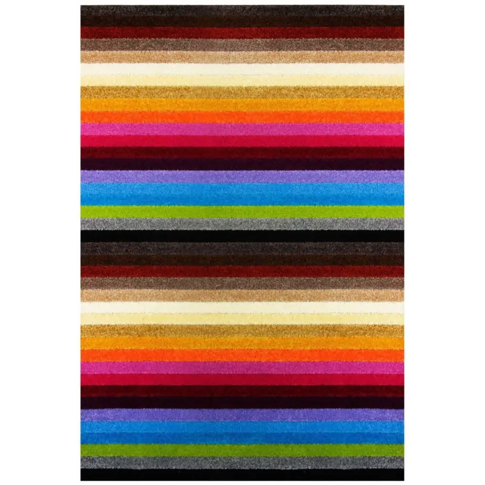 Linea Rainbow Striped Washable Rugs & Runners - 66X100 cm - Rugs