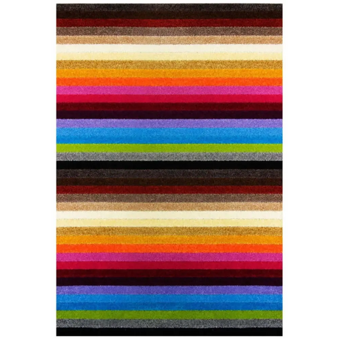 Linea Rainbow Striped Washable Rugs & Runners - 66X100 cm - Rugs