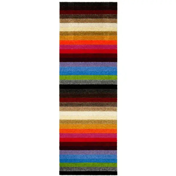 Linea Rainbow Striped Washable Rugs & Runners - 66X200 cm - Rugs