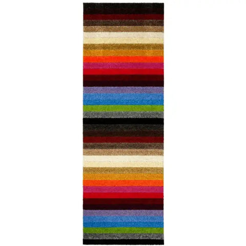 Linea Rainbow Striped Washable Rugs & Runners - 66X200 cm - Rugs