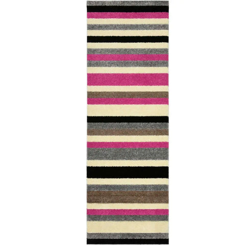 Linea Striped Pink Washable Rug - 66X200 cm - Rugs