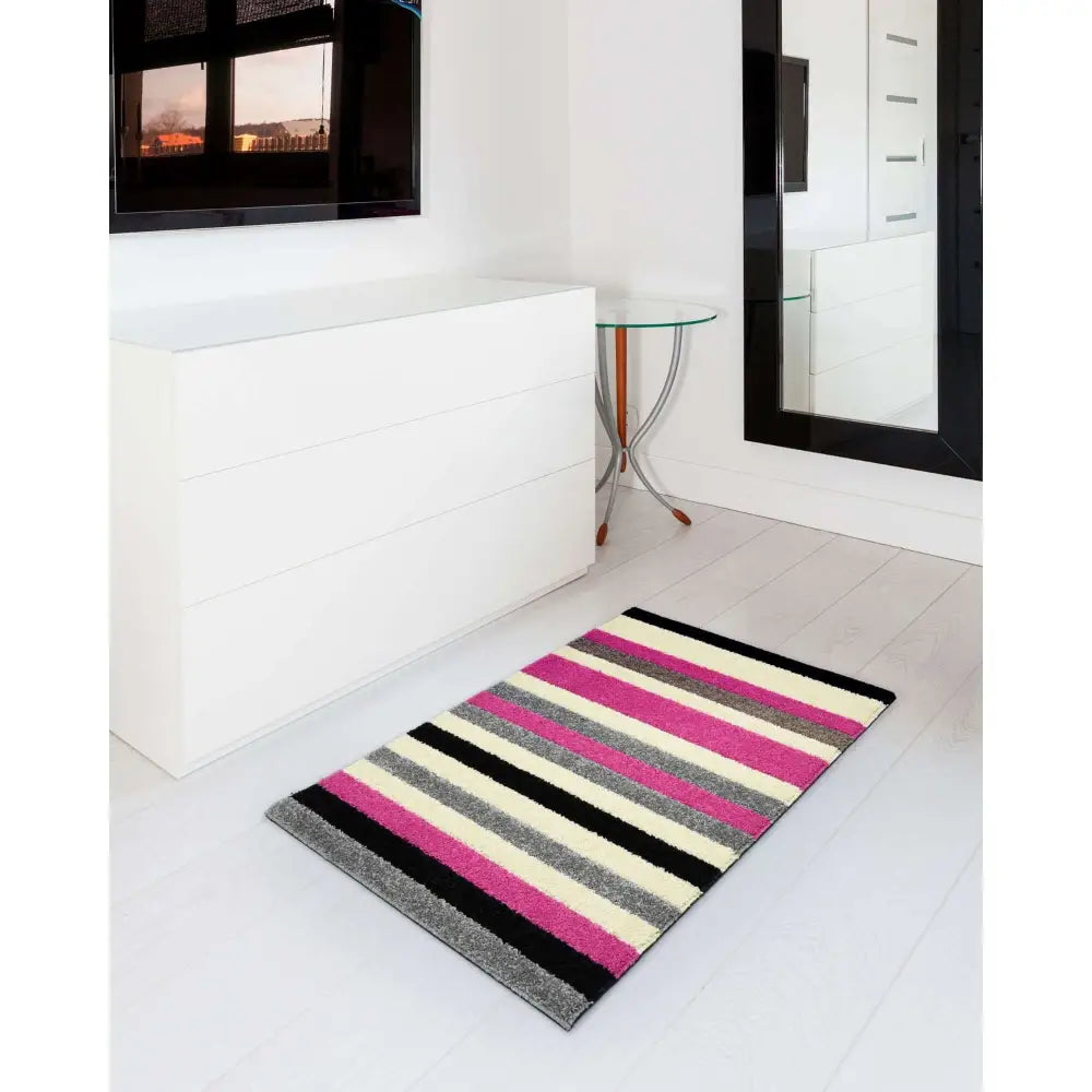 Linea Striped Pink Washable Rug - Rugs
