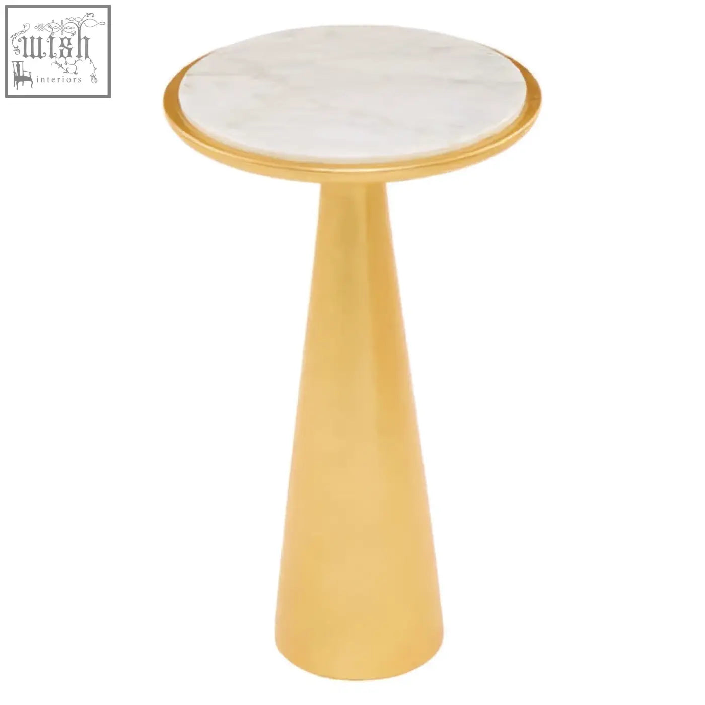 A lino large gold side table with a sleek white marble top and polished gold metal base perfect for modern spaces