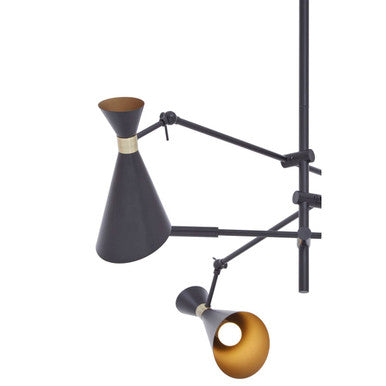 Linox 3 shade black and gold pendant with adjustable arms and articulated design perfect for modern lighting