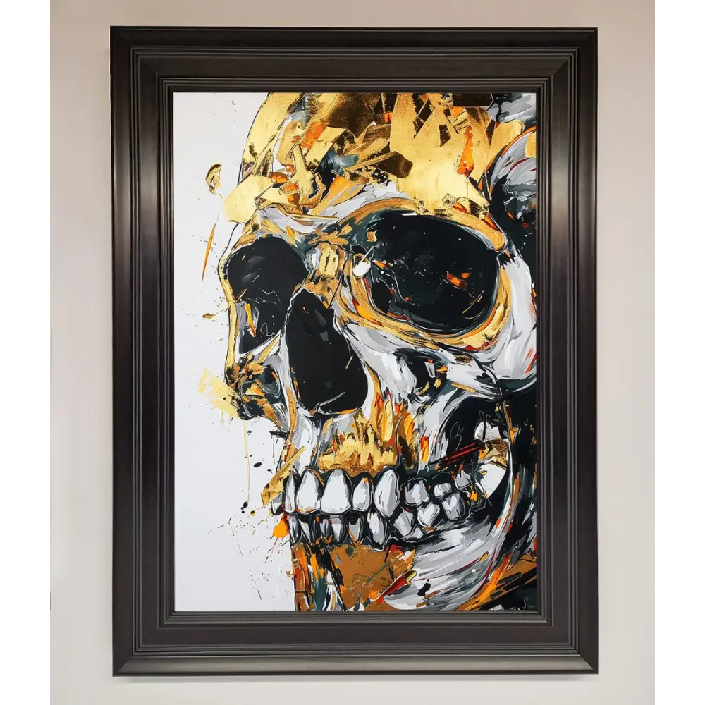 Liquid Gold Skull Framed Print - A1 (59.4 x 84.1 cm) / Matt Black - Framed Print