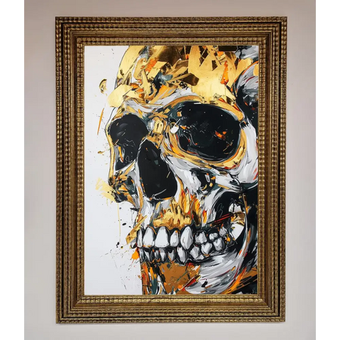 Liquid Gold Skull Framed Print - A3 (29.7 x 42 cm) / Ornate Gold - Framed Print