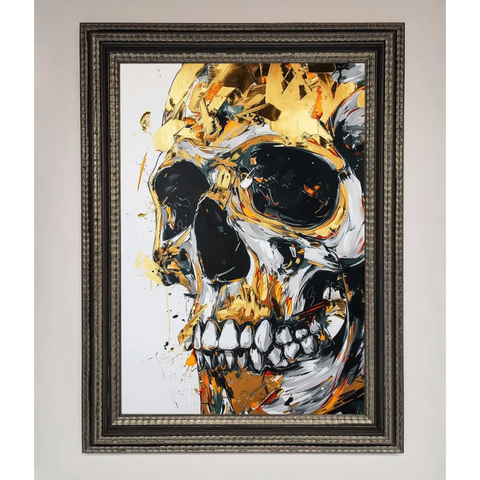 Liquid Gold Skull Framed Print - A3 (29.7 x 42 cm) / Ornate Silver Black - Framed Print