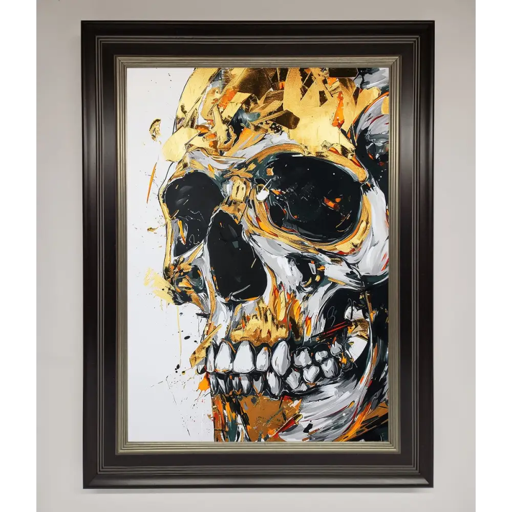 Liquid Gold Skull Framed Print - B0 (100 x 141 cm) / Black Silver - Framed Print