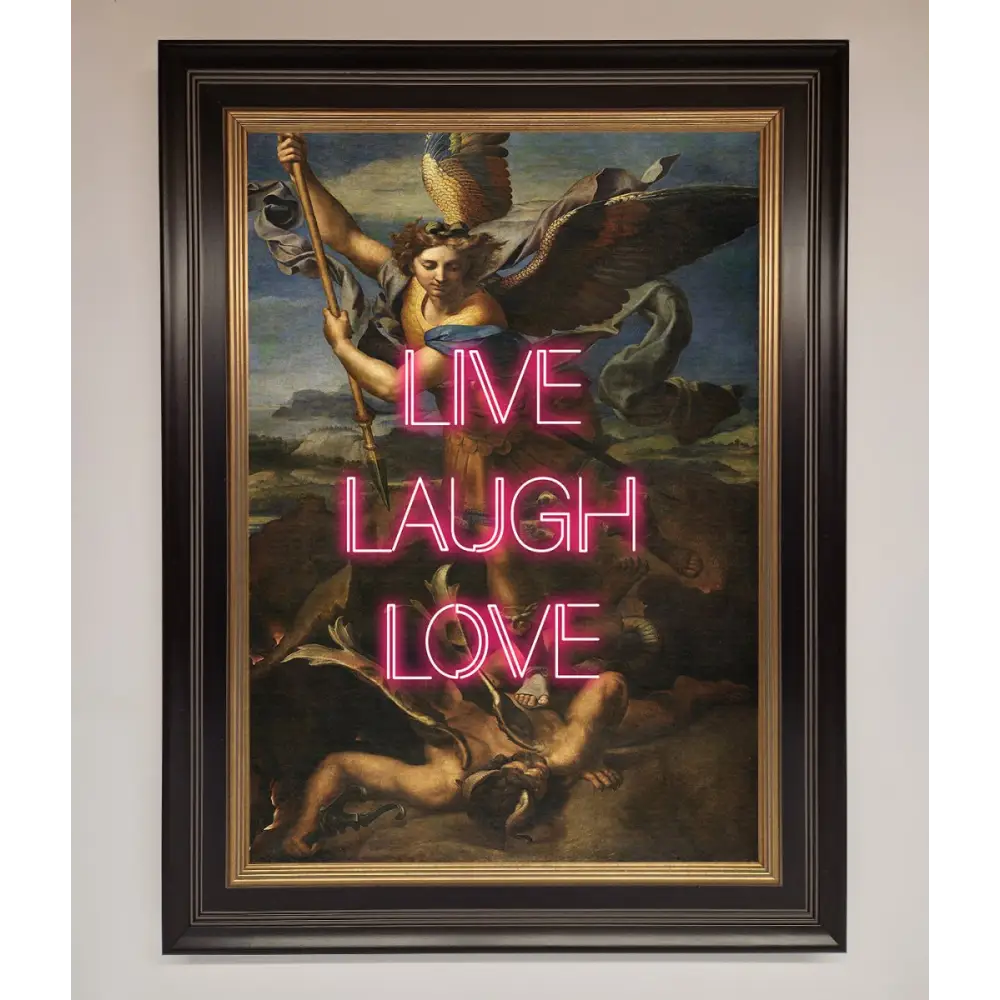Live Laugh Love Quote Framed Poster - A3 (29.7 x 42 cm) / Black Gold - Framed Print
