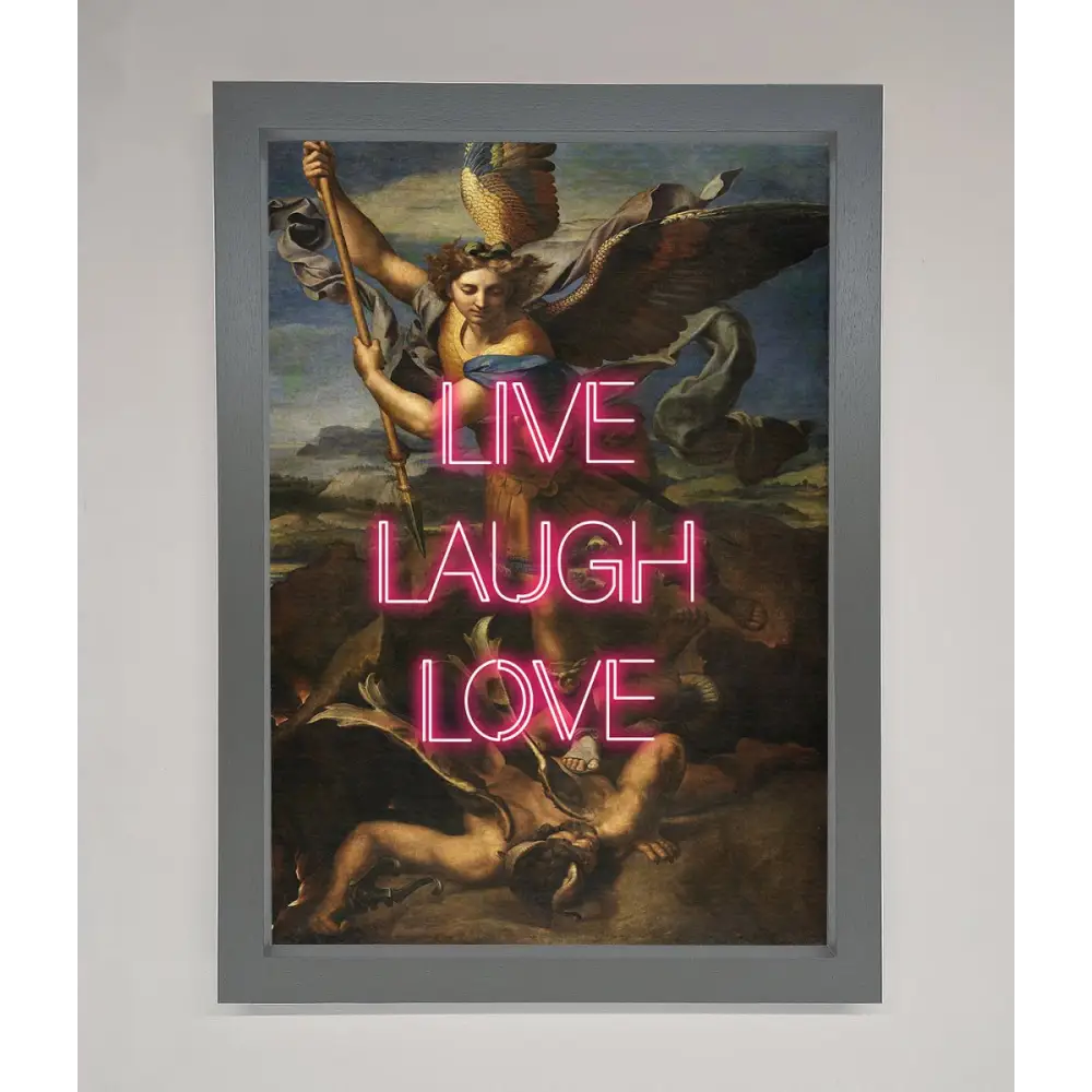 Live Laugh Love Quote Framed Poster - A3 (29.7 x 42 cm) / Dark Grey - Framed Print