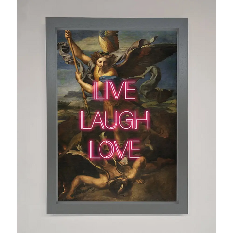 Live Laugh Love Quote Framed Poster - A3 (29.7 x 42 cm) / Dark Grey - Framed Print