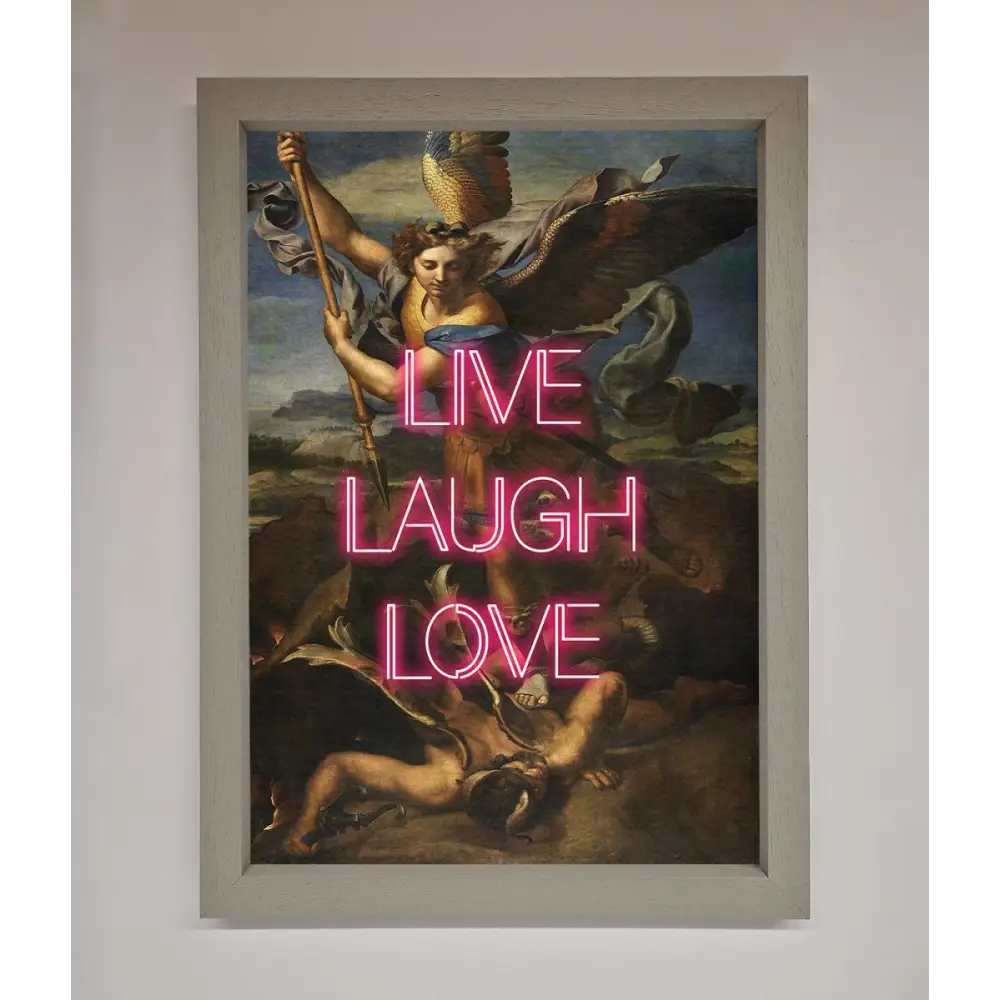 Live Laugh Love Quote Framed Poster - A3 (29.7 x 42 cm) / Grey - Framed Print