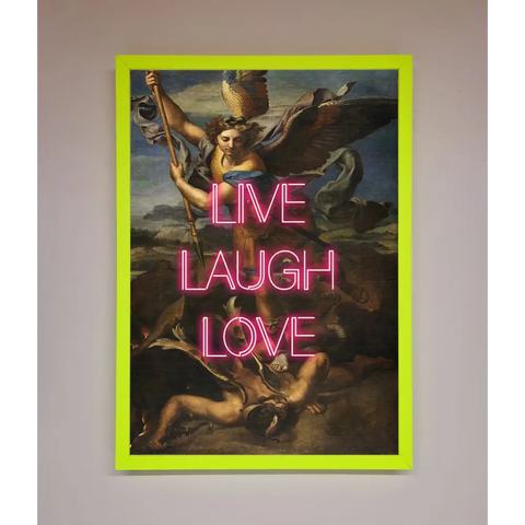 Live Laugh Love Quote Framed Poster - A3 (29.7 x 42 cm) / Neon Green - Framed Print