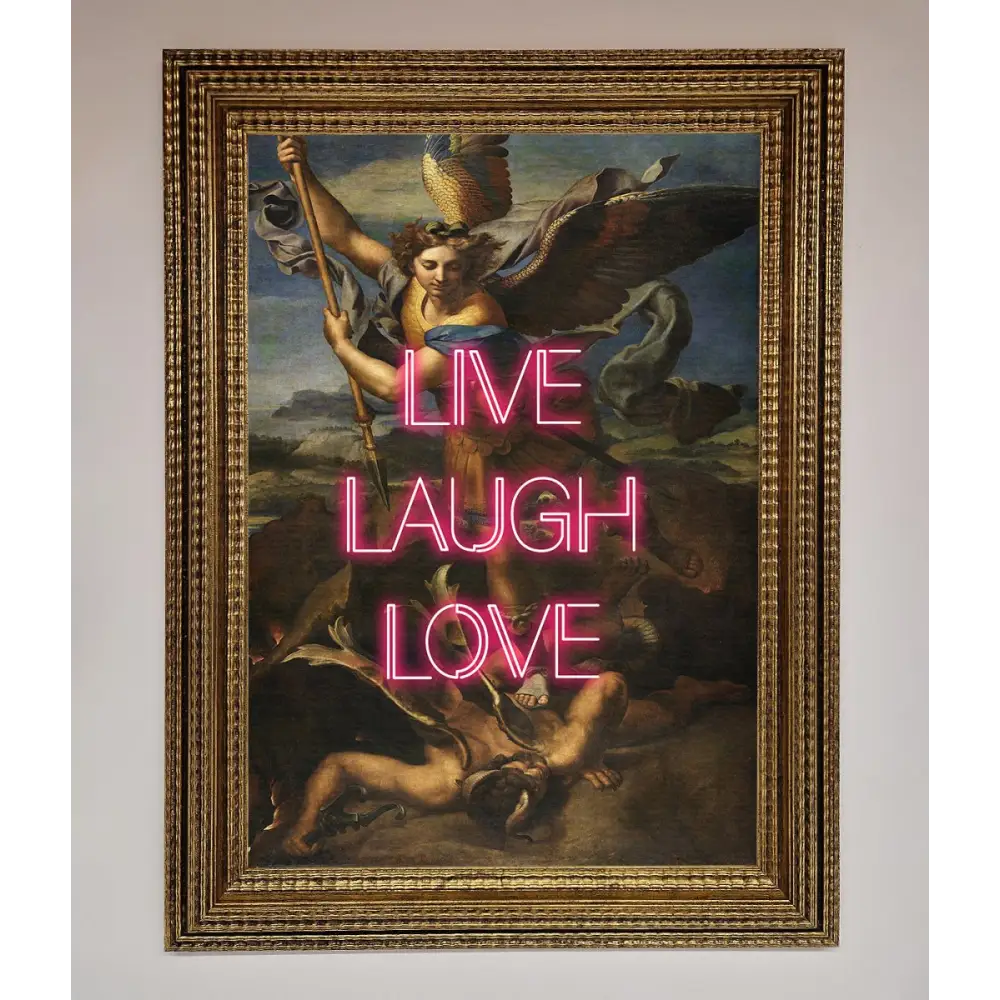 Live Laugh Love Quote Framed Poster - A3 (29.7 x 42 cm) / Ornate Gold - Framed Print