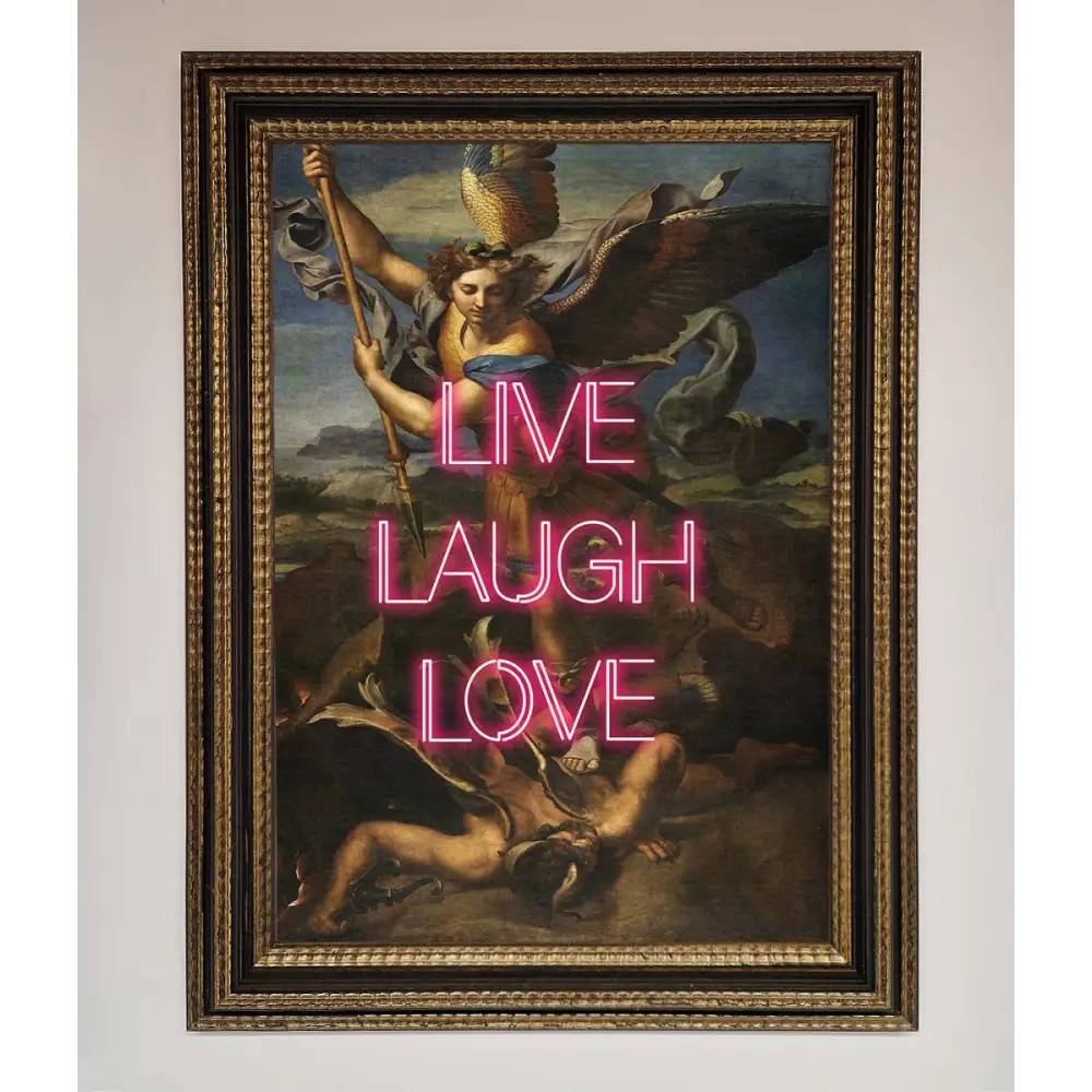 Live Laugh Love Quote Framed Poster - A3 (29.7 x 42 cm) / Ornate Gold Black - Framed Print
