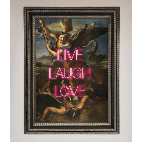Live Laugh Love Quote Framed Poster - A3 (29.7 x 42 cm) / Ornate Silver Black - Framed Print