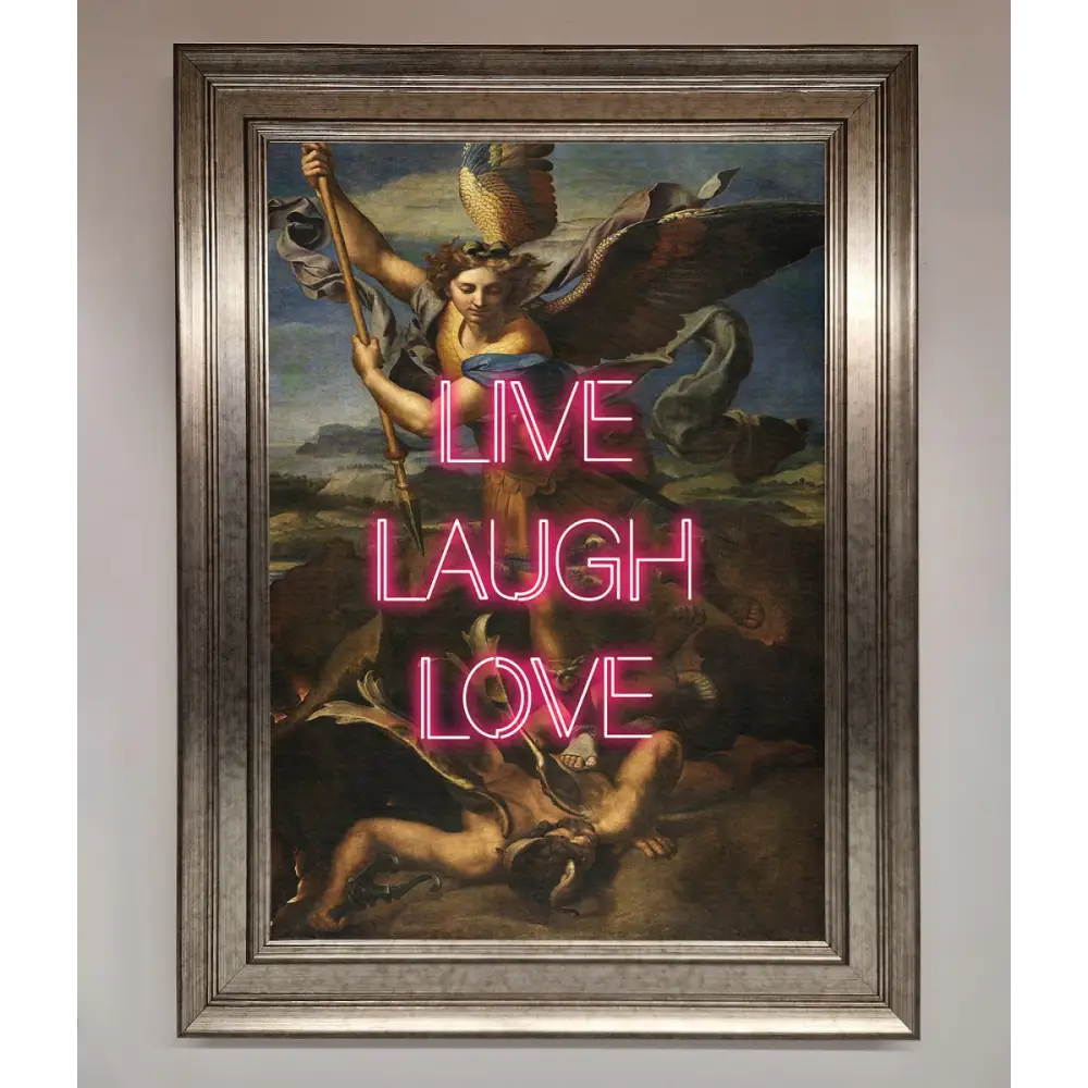 Live Laugh Love Quote Framed Poster - A3 (29.7 x 42 cm) / Silver - Framed Print