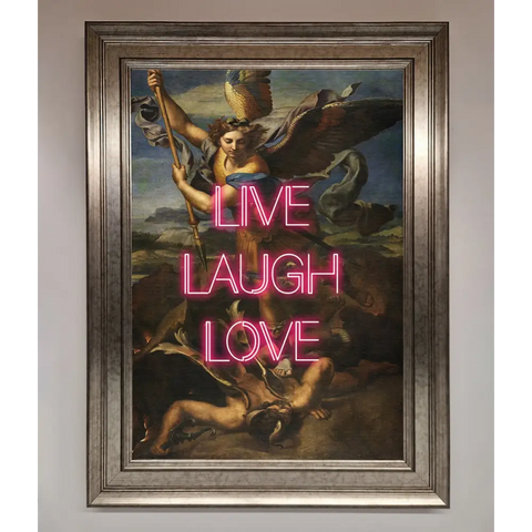 Live Laugh Love Quote Framed Poster - A3 (29.7 x 42 cm) / Silver - Framed Print