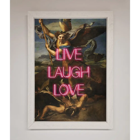 Live Laugh Love Quote Framed Poster - A3 (29.7 x 42 cm) / White - Framed Print