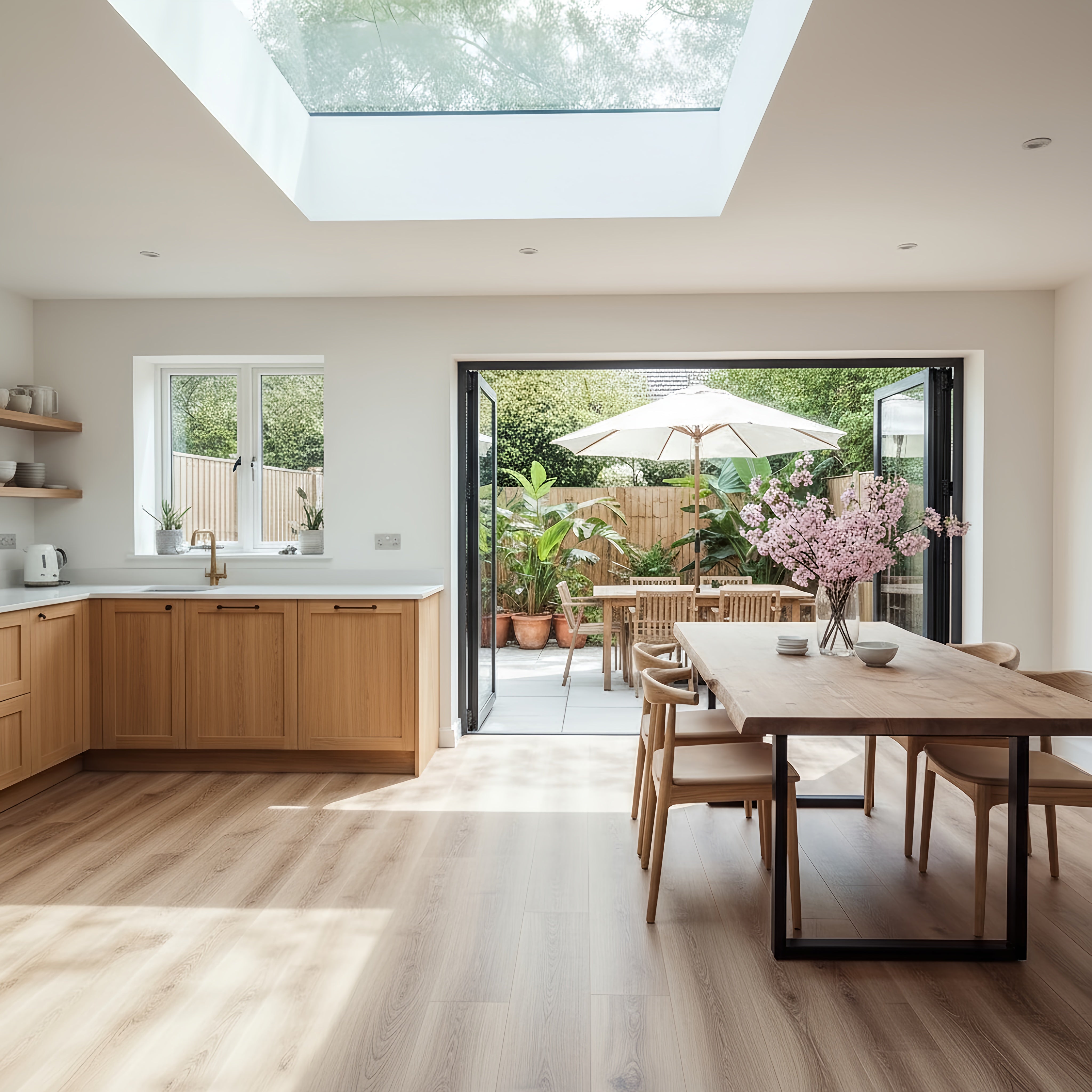 Minimalist waney edge dining table with sleek black metal legs and natural wooden top perfect for modern homes