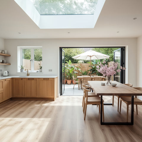 Minimalist waney edge dining table with sleek black metal legs and natural wooden top perfect for modern homes