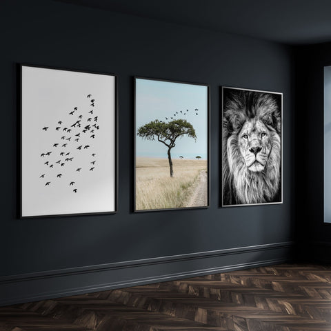 Living Room Wall Art Canvas | Set of 3 African Wildlife Wall art Prints