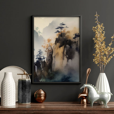 Living Room Wall Decor Modern | Set of 3 Asian Inspired Wall art Prints