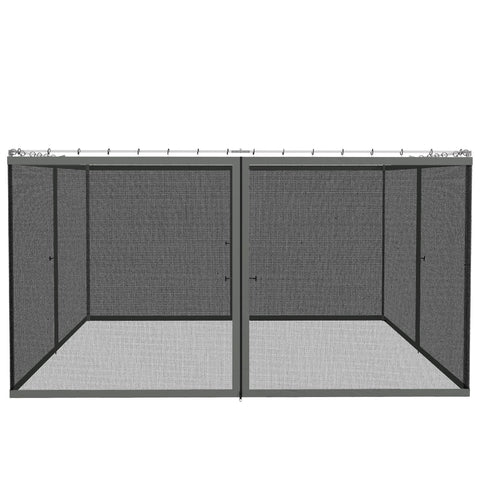 Outsunny 352 x 207cm Universal Replacement Mesh Sidewall Netting for Patio Gazebos and Canopy Tents, (Sidewall Only) Dark Grey