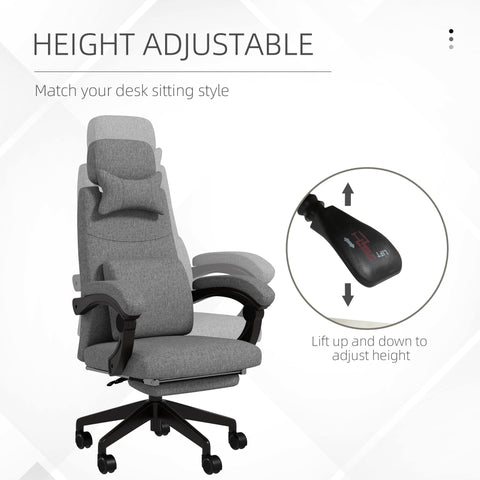Vinsetto Linen-Look Office Chair, with 160\'c2\'b0 Reclining Back and Footrest - Grey